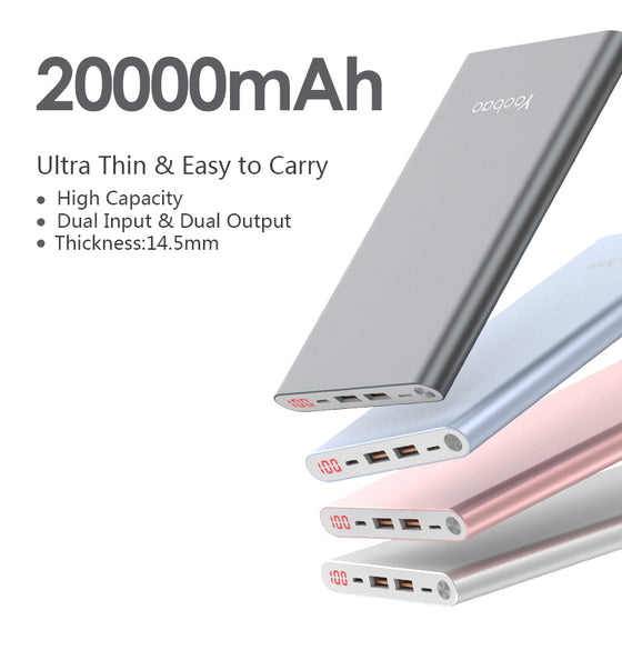 20000mAh Universal Power Bank Dual USB Output/Input Ultra Slim - digitaldeviant