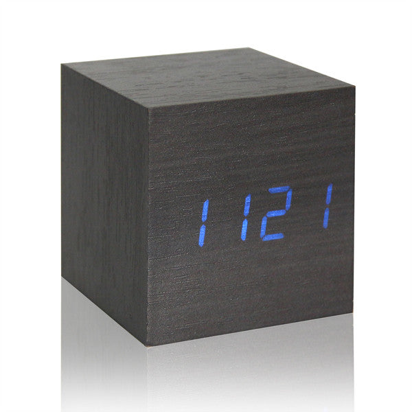 Wooden LED Alarm Clock With Thermometer - digitaldeviant