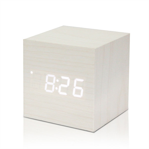 Wooden LED Alarm Clock With Thermometer - digitaldeviant