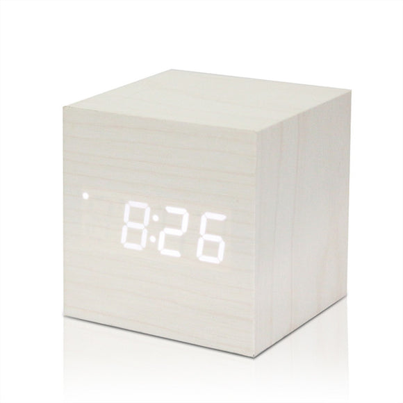 Wooden LED Alarm Clock With Thermometer - digitaldeviant